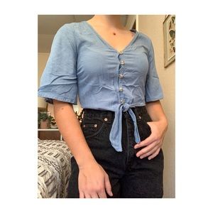 Cottagecore Button-up Tie-front Crop Top